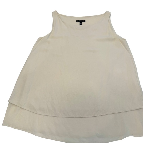 Eileen Fisher Silk Tank Top Sz XS Ivory Neutral Sleeveless layered Blouse - Picture 2 of 9